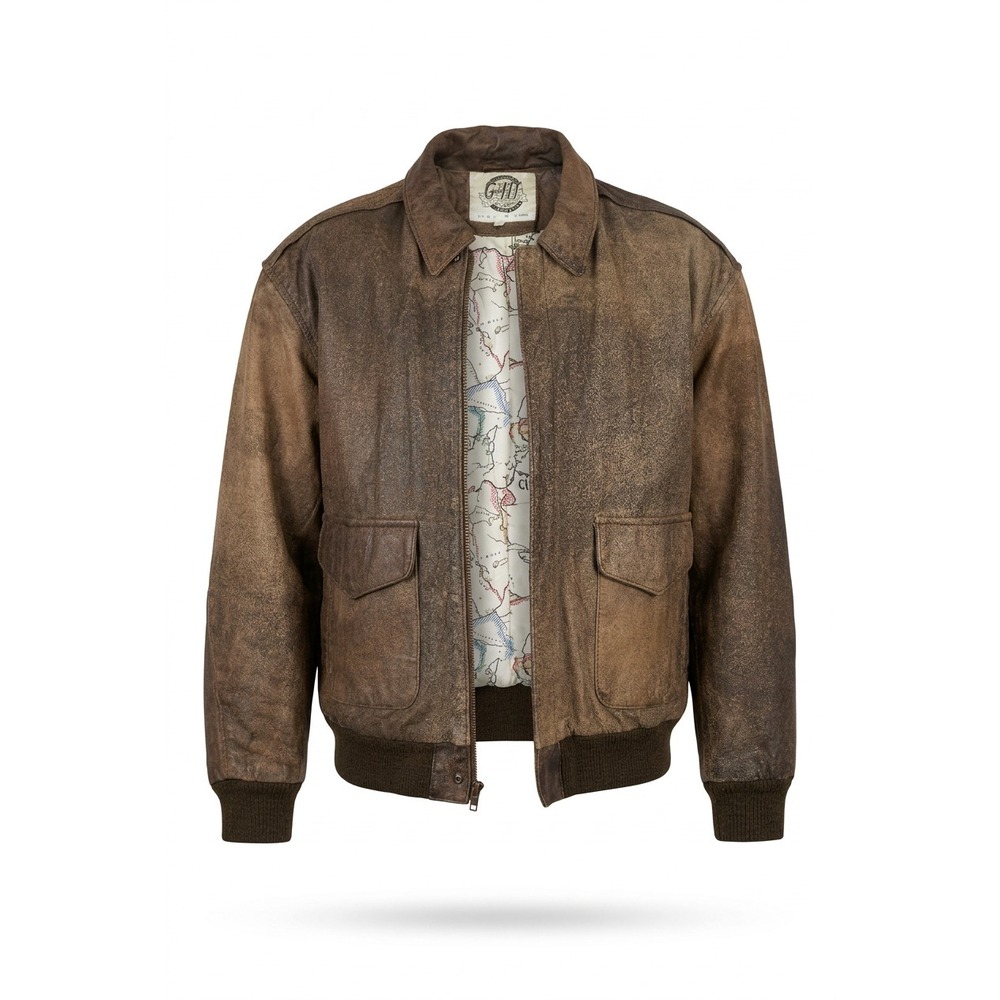 G3 Global Identity Leather Bomber Jacket Men's XL‎ Brown WWII Normandy Invasion